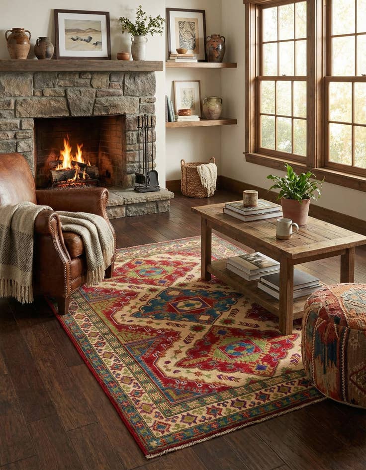 Detail image of 4' x 6'  Hand Knotted Kazak Rug