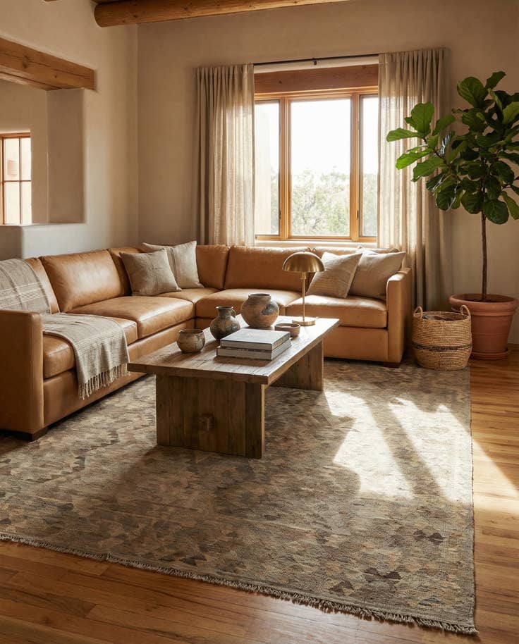 Detail image of 6' 8 x 9' 4 Hand Woven Kilim Maymana Wool Rug