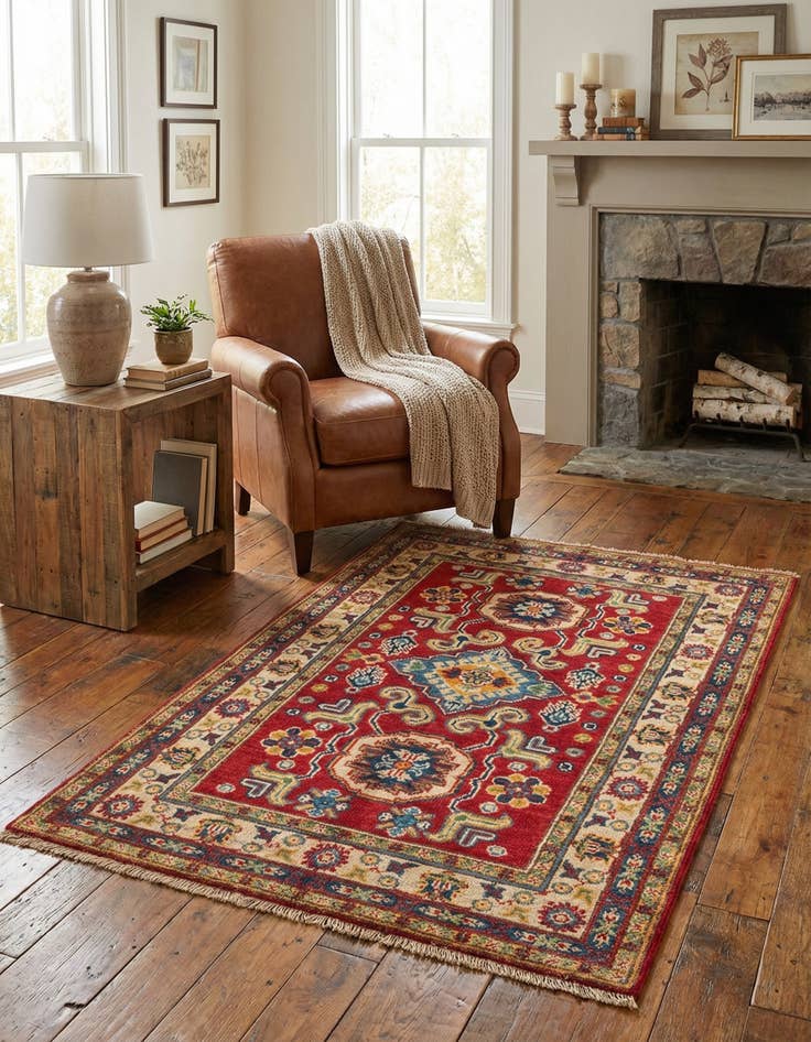 Detail image of 2' 8 x 4' 2  Hand Knotted Kazak Rug