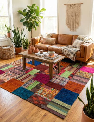 5' 5 x 8' Hand Woven Kilim Patchwork Wool Rug