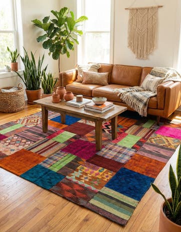 5' 5 x 8' Hand Woven Kilim Patchwork Wool Rug