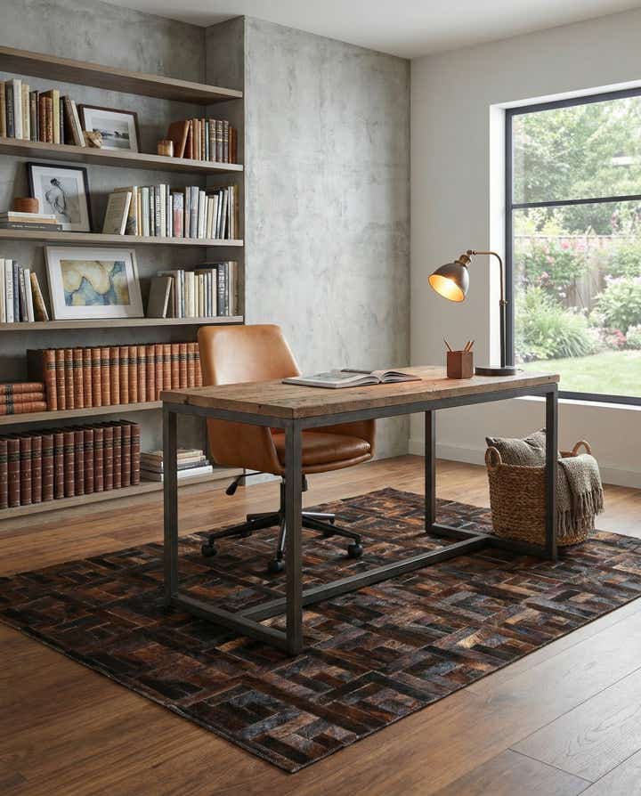 3' 8 x 5' 6 Cowhide Leather Rug