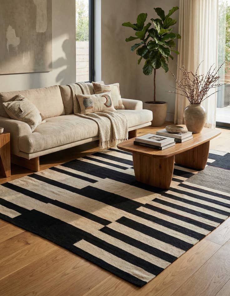 Detail image of 5' 7 x 7' 7  Hand Woven Kilim Modern Wool Rug