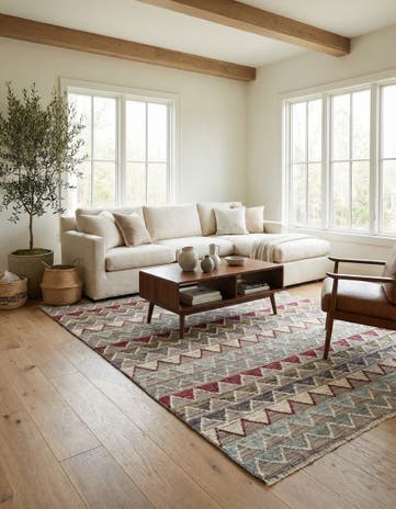 6' 8 x 9' 8 Hand Knotted Modern Ziegler Wool Rug