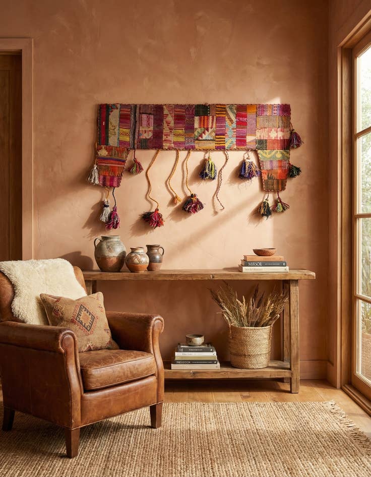 Detail image of 1' 9 x 4' 2  Hand Woven Wall Art Wool Rug