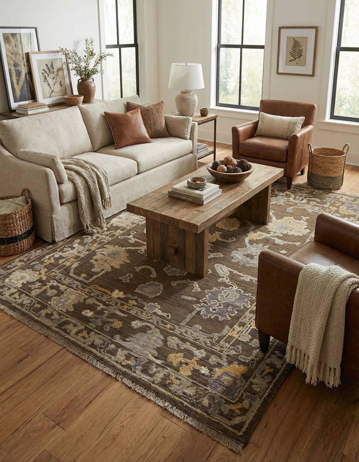 Detail image of 8' 2 x 10' 5 Hand Knotted Oushak Wool Rug