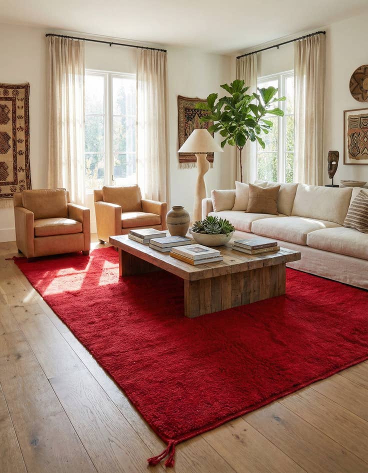 Detail image of 8' 2 x 13'  Hand Knotted Moroccan Wool Rug