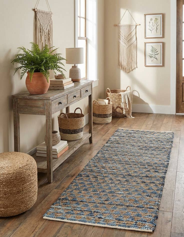 Detail image of  2' 7 x 10'  Hand Woven Chindi Jute Runner Rug