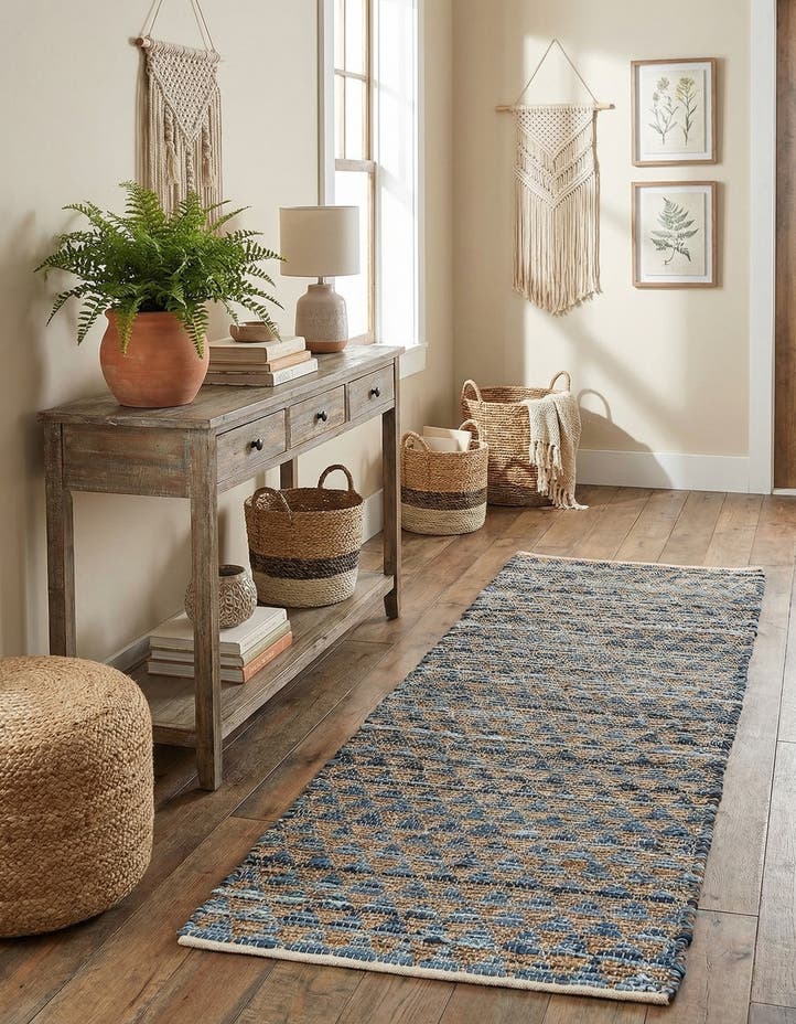 2' 7 x 10' Hand Woven Chindi Jute Runner Rug