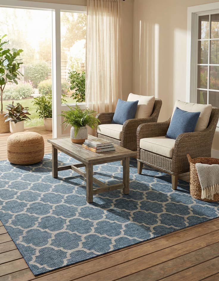 Detail image of 10' x 10'  Washable Trellis Indoor / Outdoor Square Rug