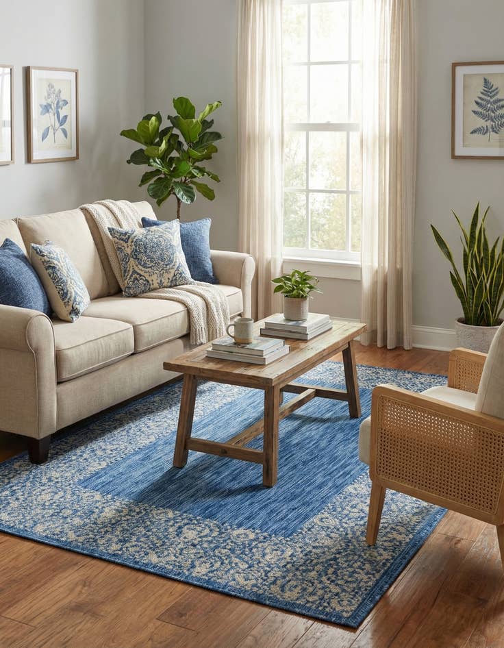 Detail image of 4' x 6'  Washable Border Indoor / Outdoor Rug