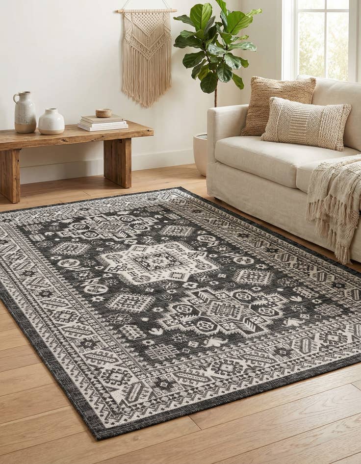 Detail image of 5' 3 x 8'  Washable Aztec Indoor / Outdoor Rug