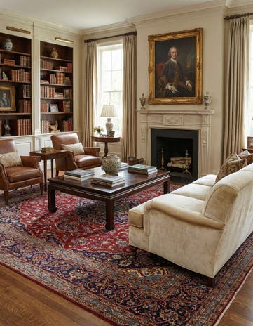 9' 9 x 12' 9 Hand Knotted Kashan Persian Wool Rug