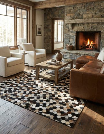 5' 1 x 8' Cowhide - Patchwork Rug