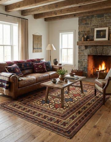 6' 4 x 8' 10 Hand Knotted Sumak Wool Rug