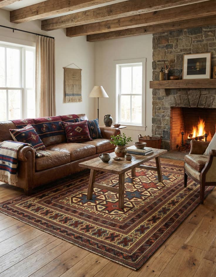 Detail image of 6' 4 x 8' 10 Hand Knotted Sumak Wool Rug