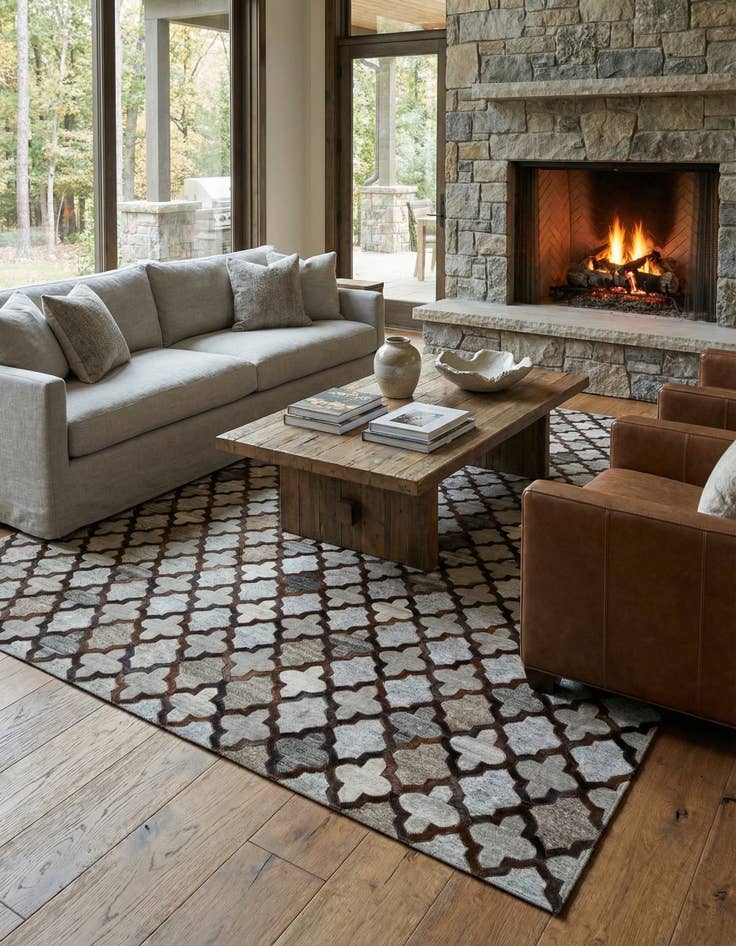 Detail image of 8' 1 x 9' 11 Cowhide - Patchwork Rug