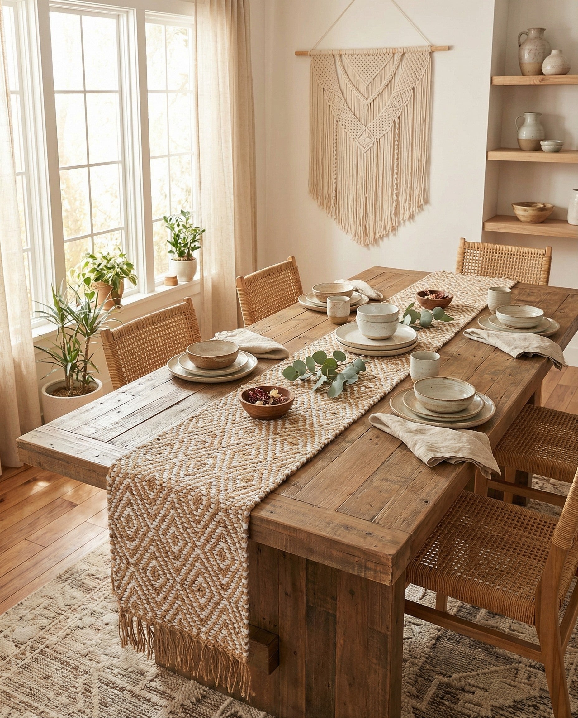  1' 2 x 10'  Hand Woven Braided Jute Table Runner Rug