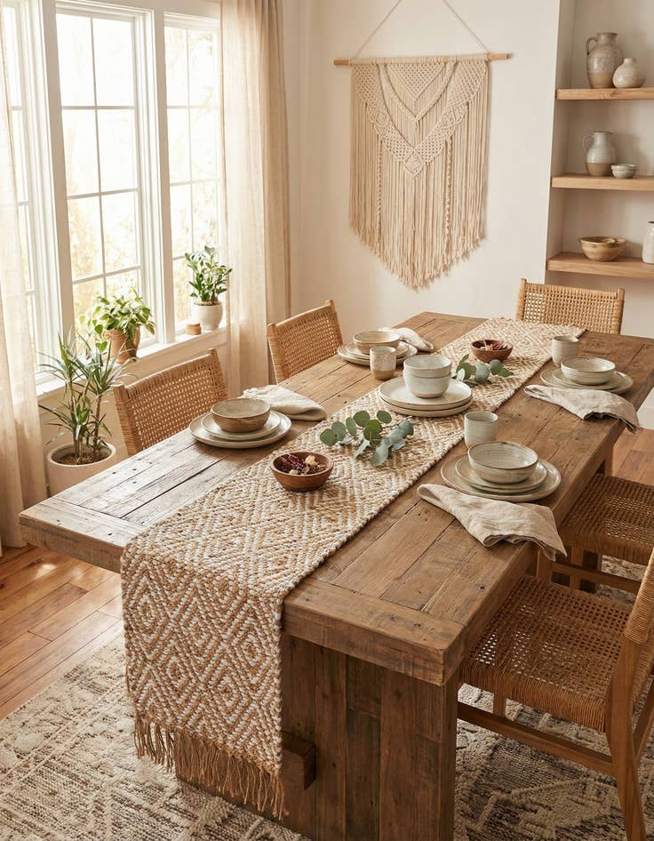 Detail image of 1' 2 x 10'  Hand Woven Braided Jute Table Runner Rug