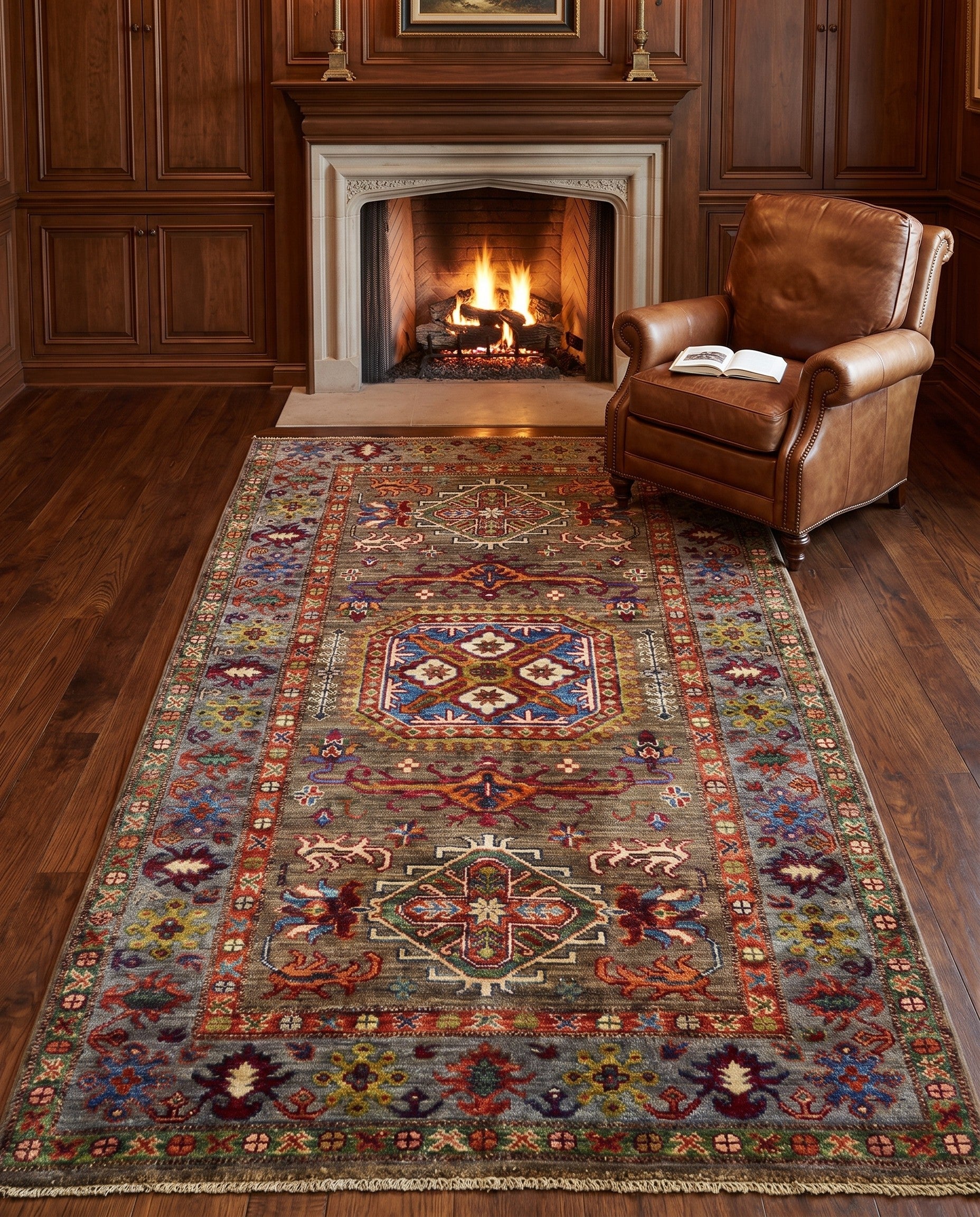 3' 4 x 5' 2 Hand Knotted Kazak Rug
