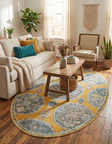Yellow Paragon Oval Rug
