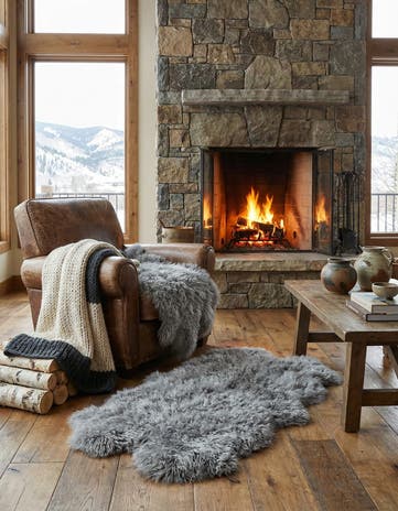 3' 3 x 6' Natural Sheepskin Freeform Rug