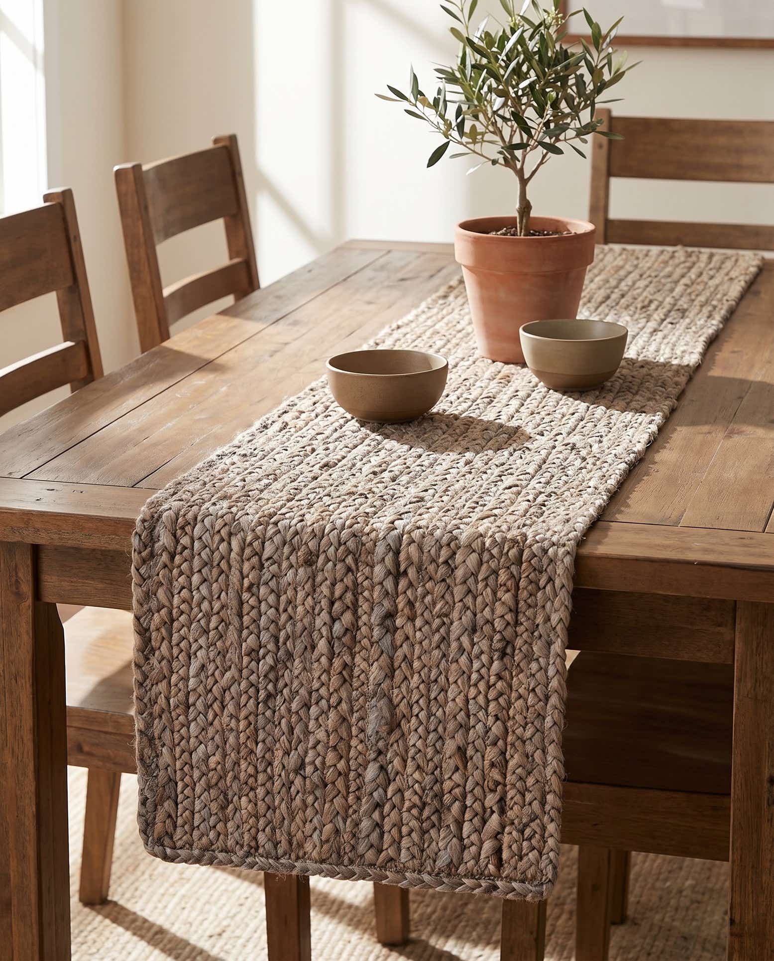 35cm x 125cm Tejido a mano Braided Jute Alfombra Camino de mesa