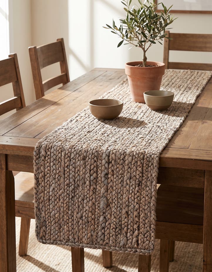 1' 2 x 4' 1 Hand Woven Braided Jute Table Runn...