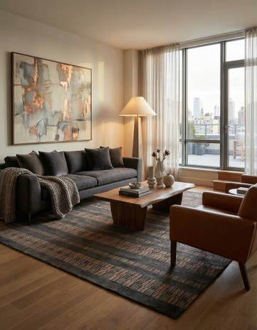 8' 5 x 9' 11 Modern Manshu Wool Rug