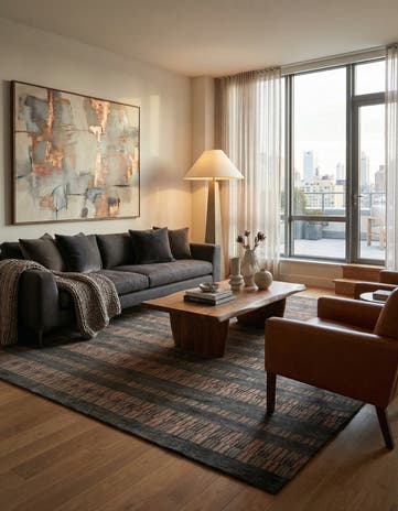 8' 5 x 9' 11 Modern Manshu Wool Rug
