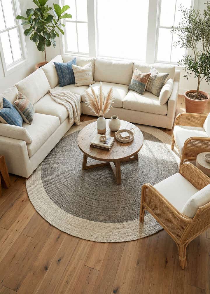 7' 10 x 7' 10 Handmade Braided Jute Round Rug