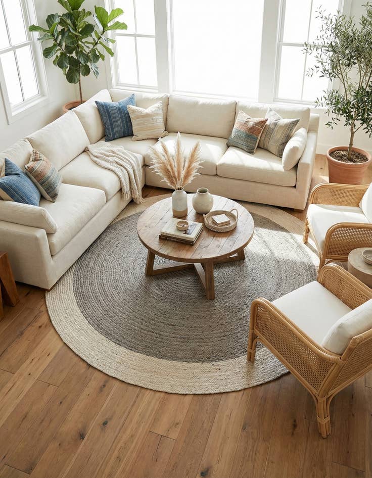 Detail image of  7' 10 x 7' 10  Hand Braided Jute Round Rug