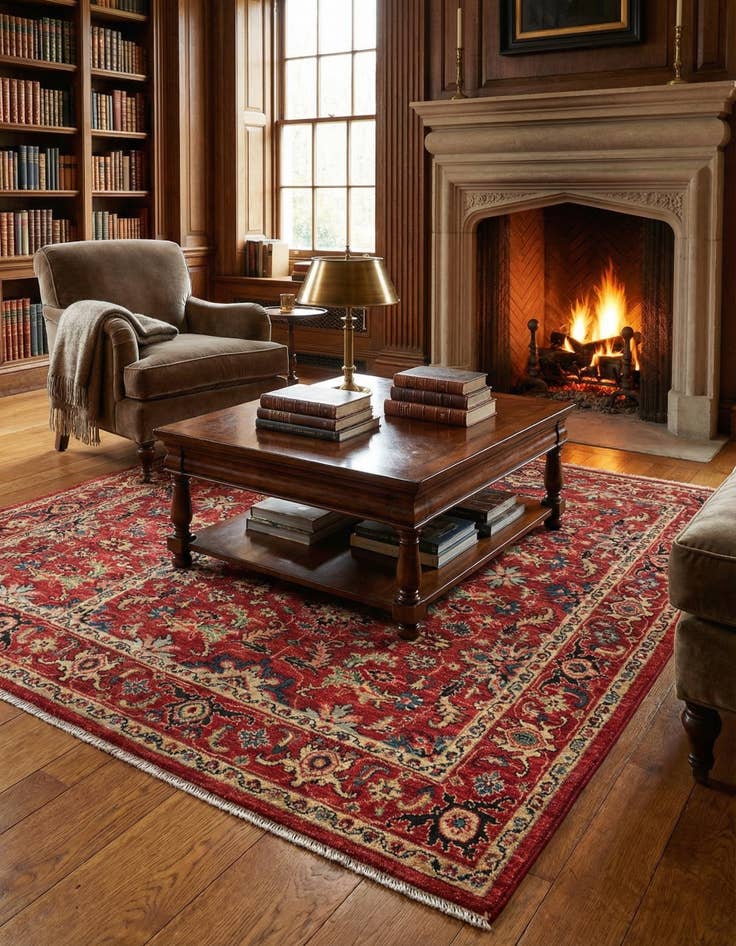 Detail image of  4' x 6' 2  Hand Woven Peshawar Ziegler Rug