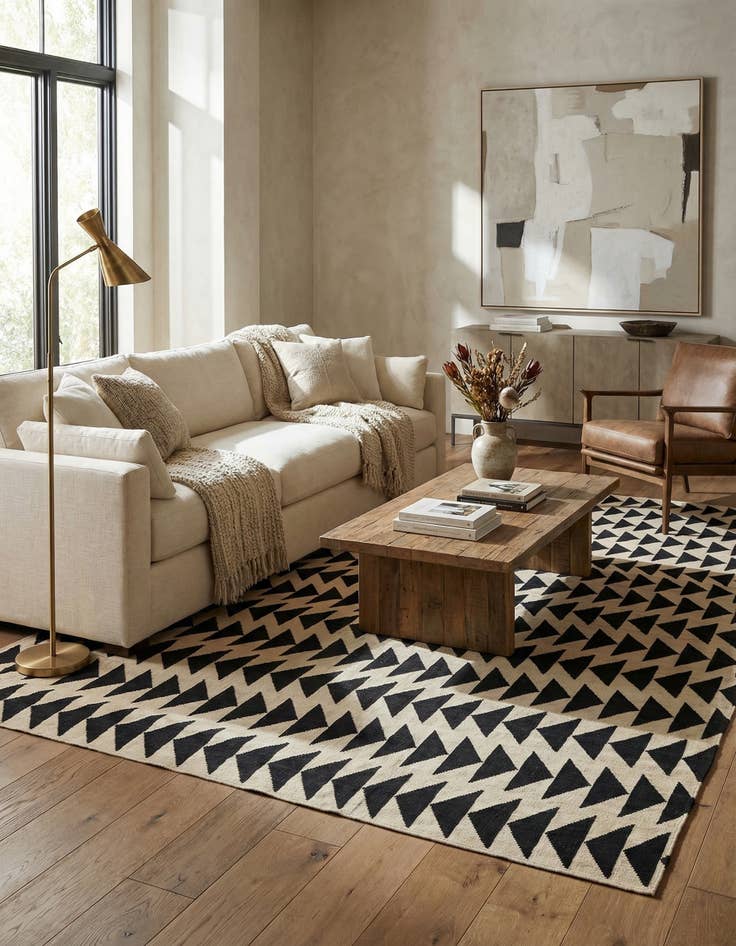 Detail image of 6' 8 x 9' 6  Hand Woven Kilim Modern Wool Rug