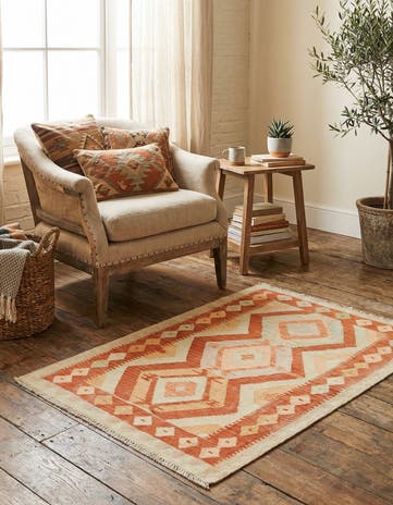 2' 8 x 4' 3 Hand Woven Kilim Waziri Wool Rug