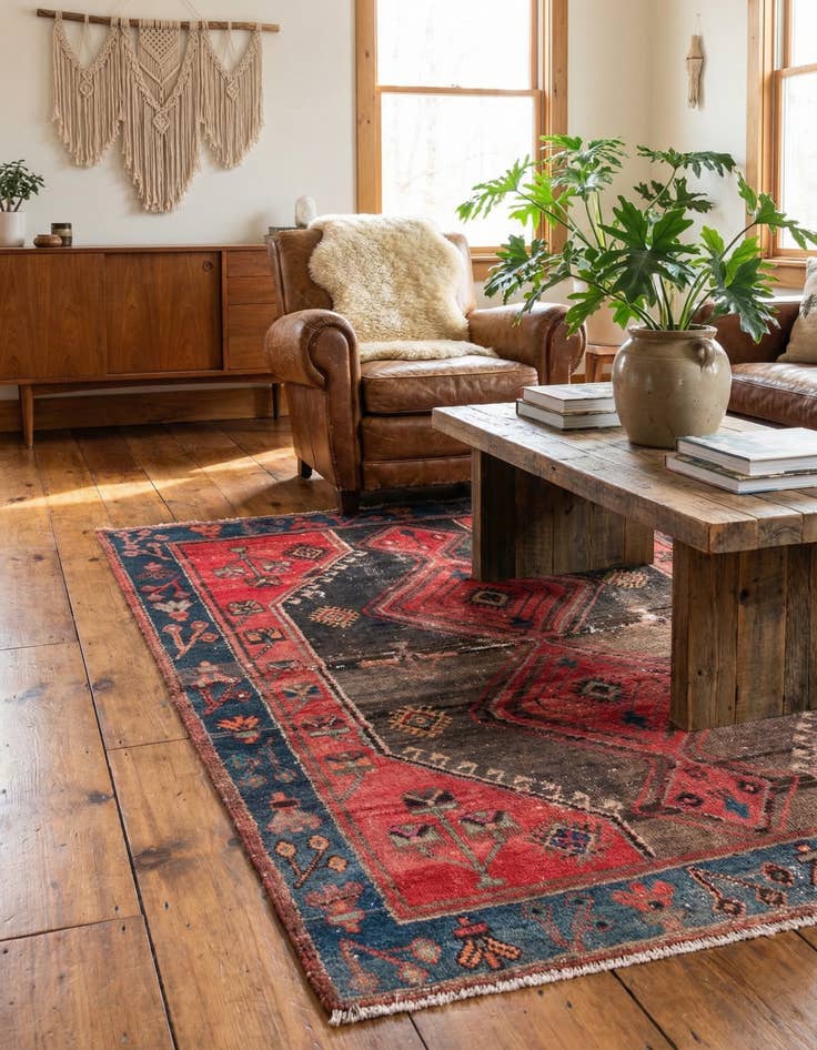 Detail image of  4' 2 x 5' 5  Hand Knotted Ultra Vintage Persian Wool Rug