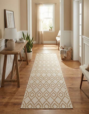Beige Easy-Clean Jill Zarin Turks and Caicos Indoor / Outdoor Runner Rug