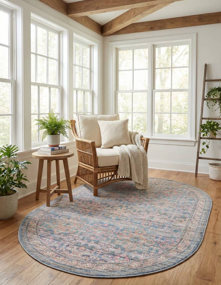 Detail image of 4' x 6'  Washable Nostalgia Oval Rug