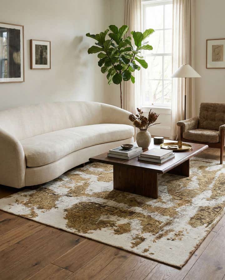 5' 2 x 6' 7 Hand Knotted Ultra Vintage Persian Wool Rug