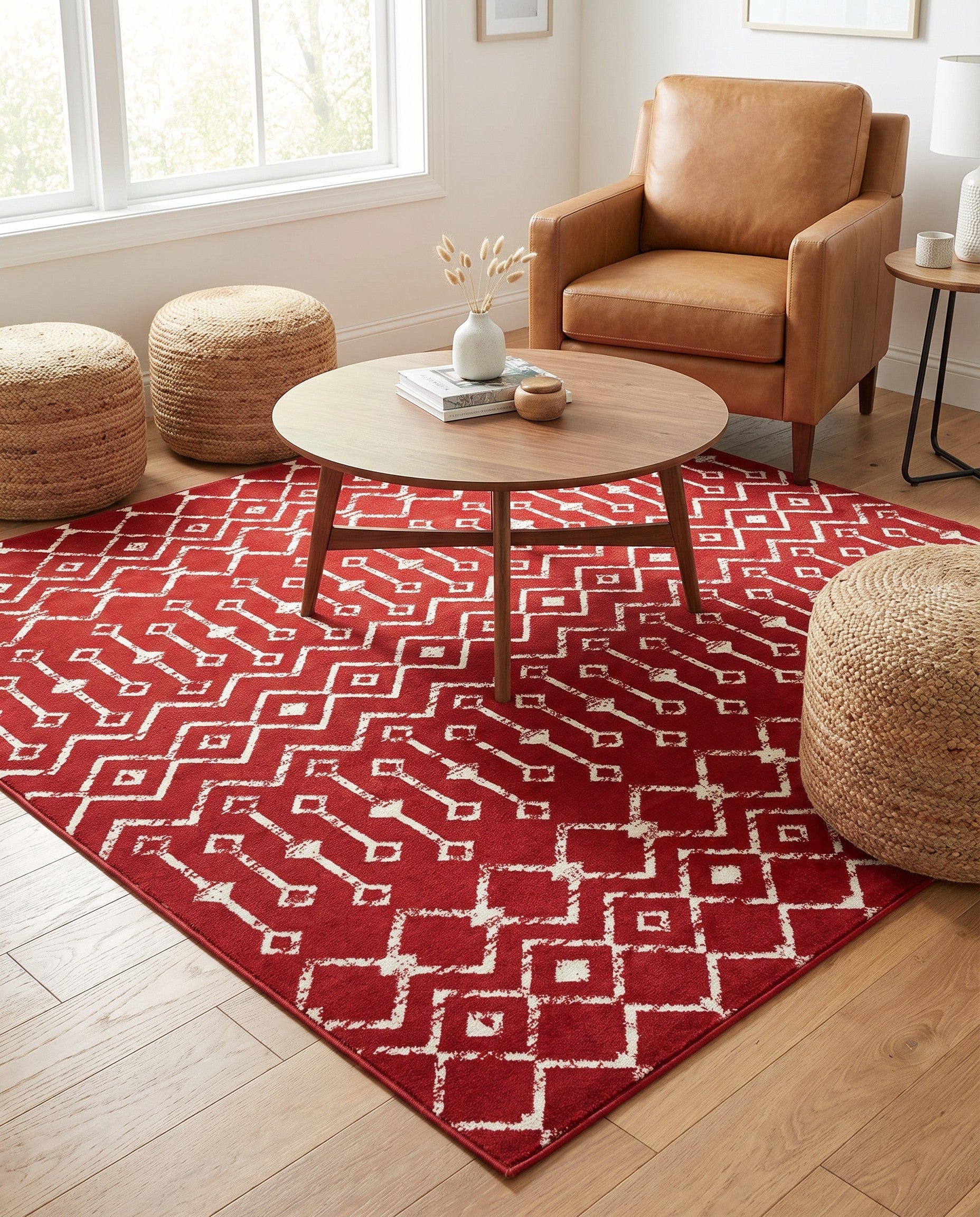 Red Kasbah Trellis Square Rug