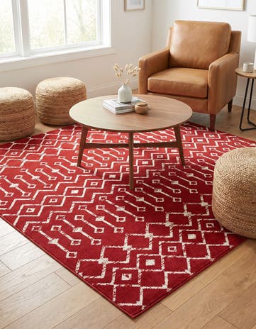 Red Kasbah Trellis Square Rug
