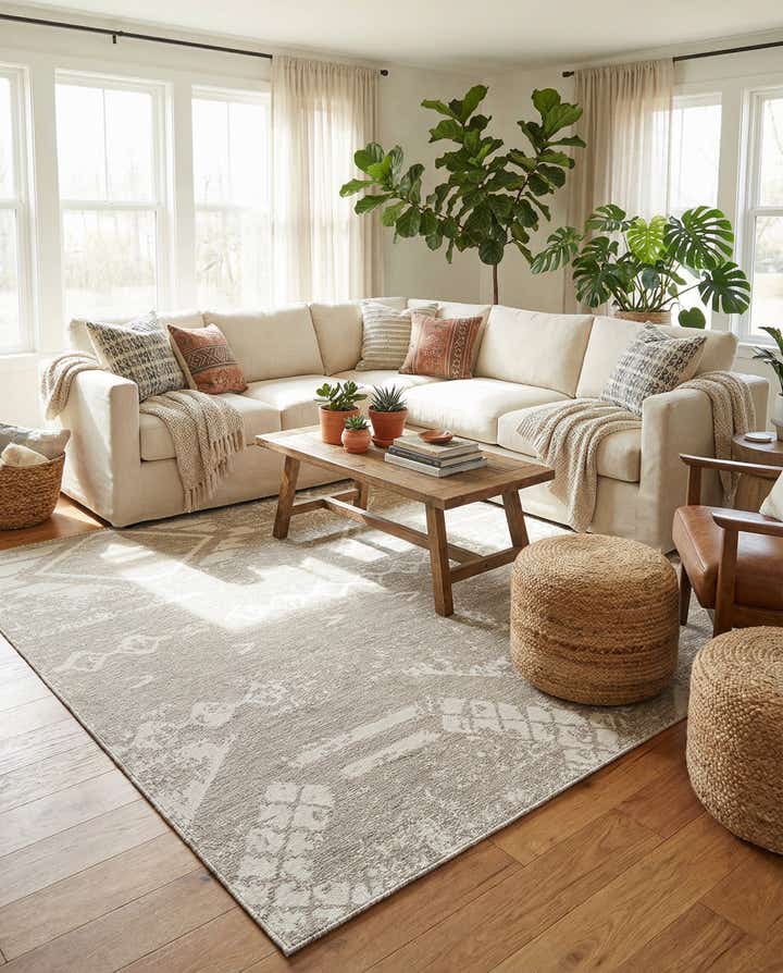 9' x 12' Easy-Clean Bohemian Indoor / Outdoor Rug