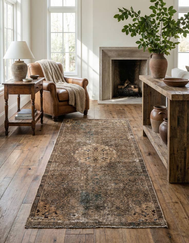 Detail image of 4' 4 x 8' 10  Hand Knotted Ultra Vintage Persian Wool Runner Rug