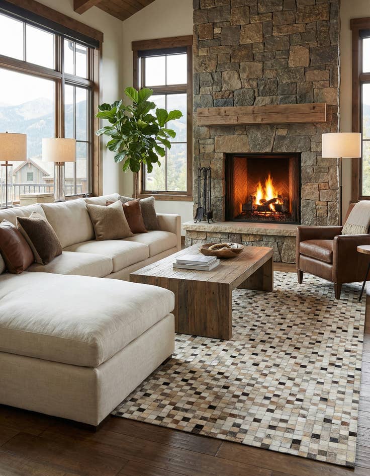 Detail image of  8' 2 x 10' Cowhide - Patchwork Rug