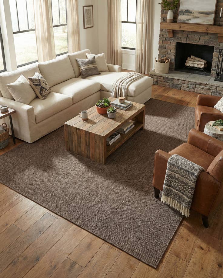 Detail image of 7' 10 x 11' Easy-Clean Solid Indoor / Outdoor Rug