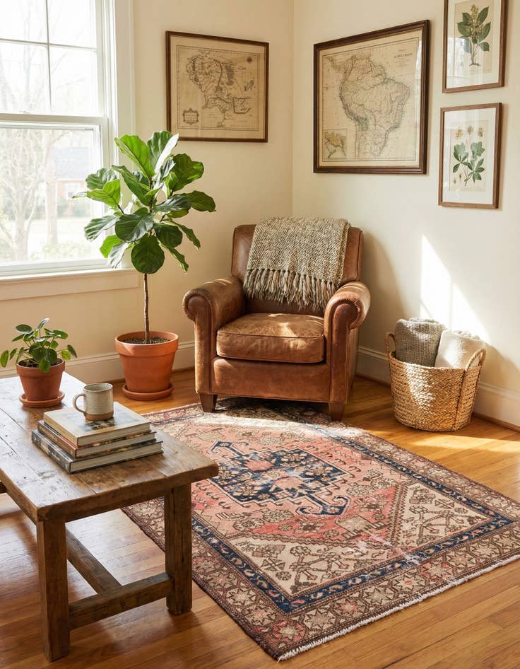 Detail image of 4' x 5' 9  Hand Knotted Ultra Vintage Persian Wool Rug