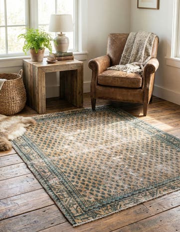 4' 2 x 5' 5 Hand Knotted Ultra Vintage Persian Wool Rug