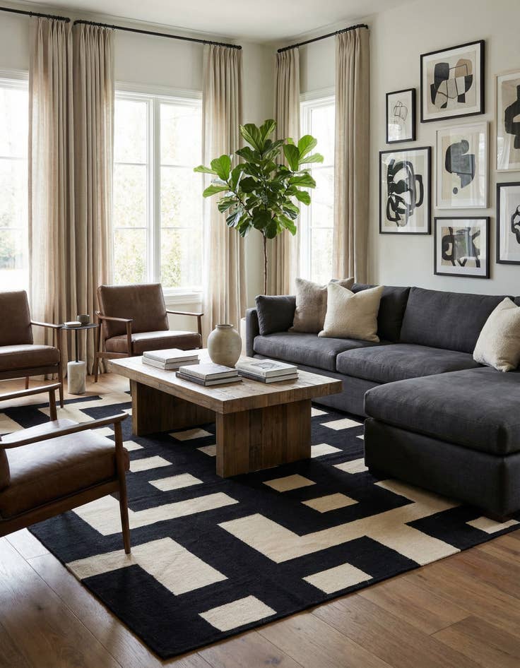 Detail image of 8' 1 x 9' 9  Hand Woven Kilim Modern Wool Rug