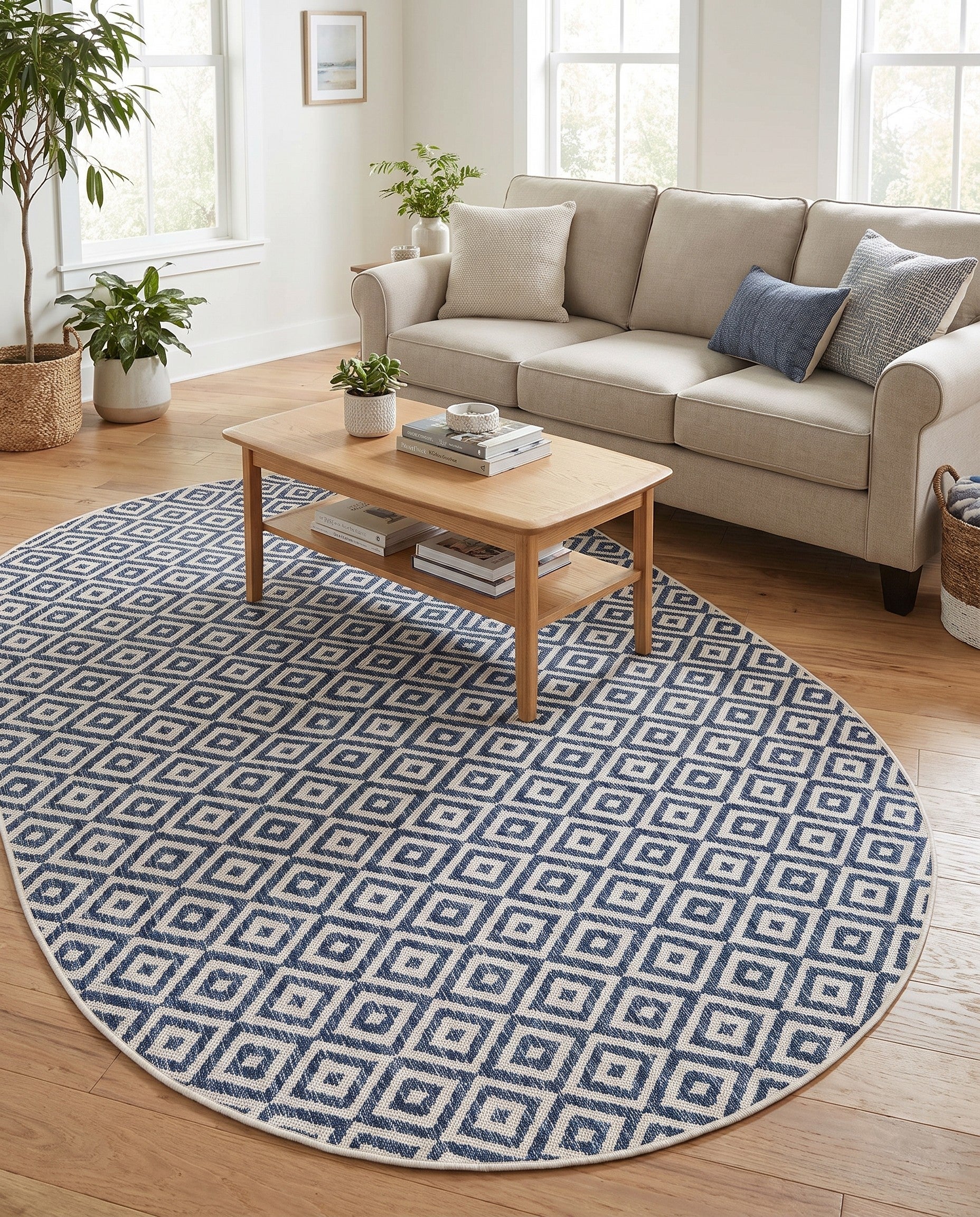 5' 3 x 8' Easy-Clean Jill Zarin Costa Rica Indoor / Outdoor Oval Rug