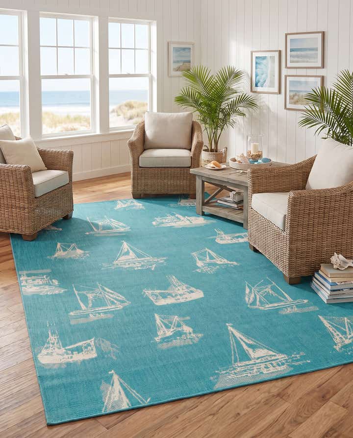 6' x 9' Easy-Clean Coastal Indoor / Outdoor Rug